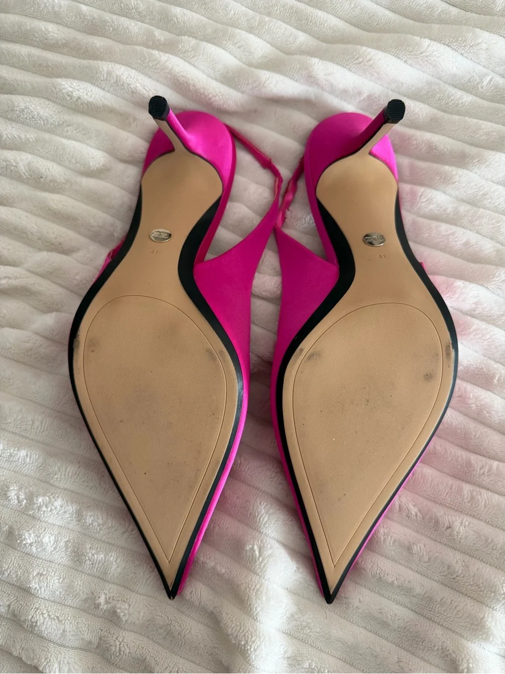 Zara Fuchsia Satin Slingback Pointed-Toe Pumps